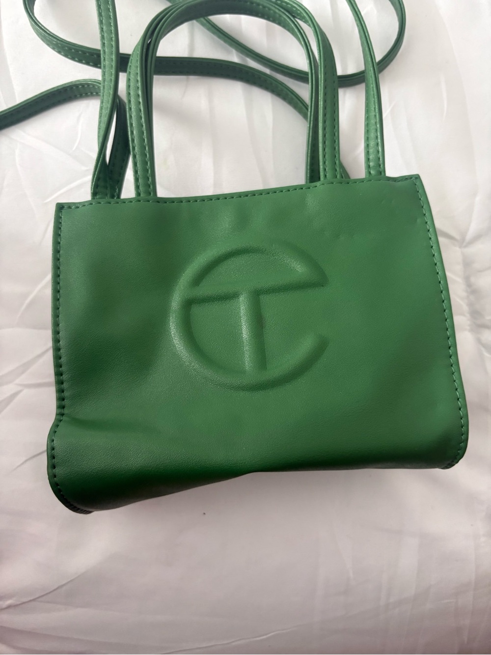 Telfar Green Embossed Mini Shopping Bag